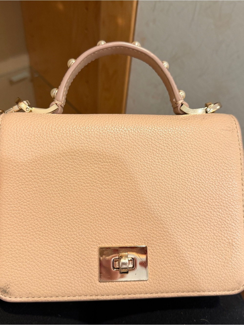 kate spade beige with pearls Pebbled Leather Top-Handle Crossbody